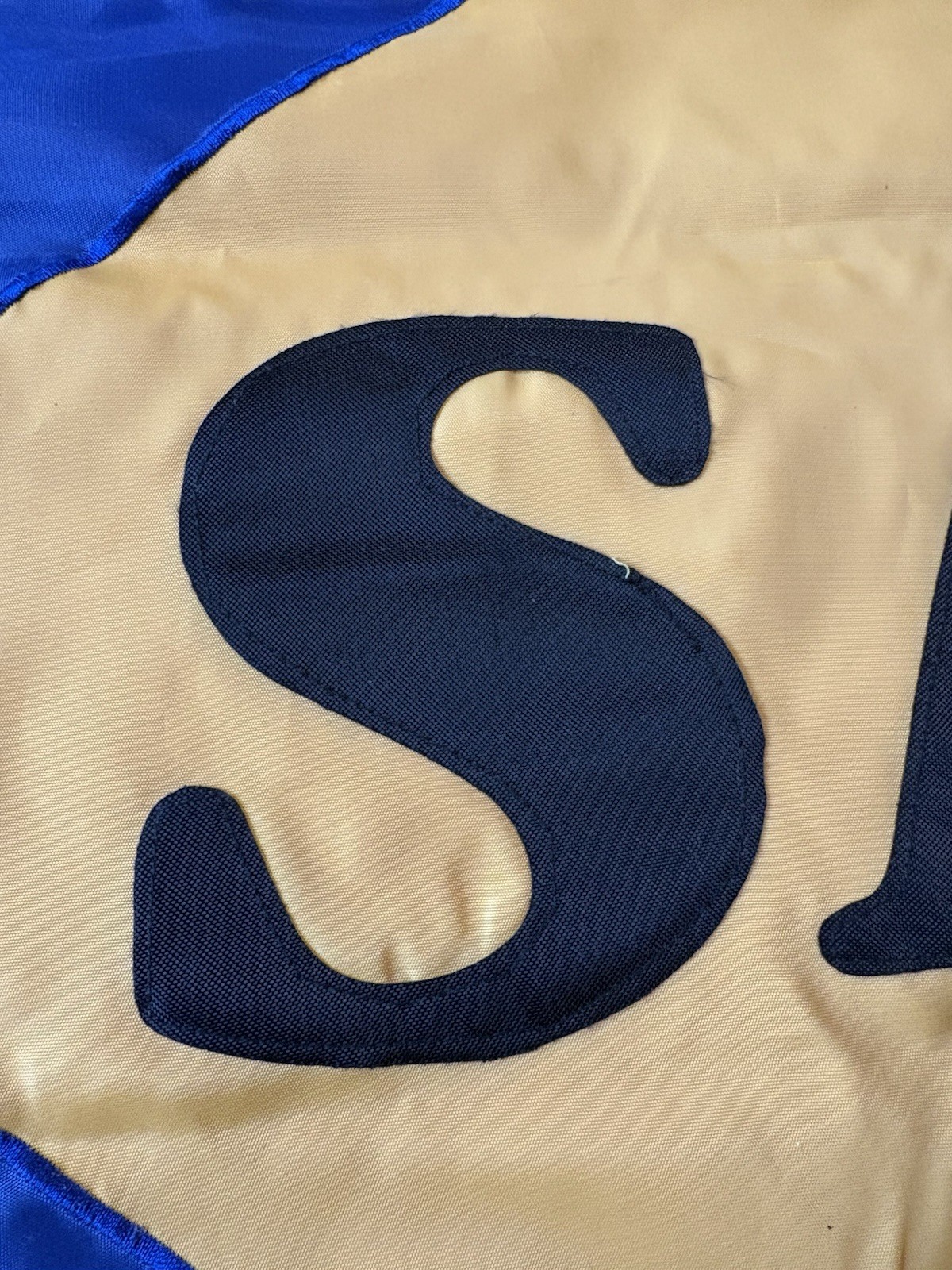 SALE Two Sided Grommets Sewn Letter Nylon Retail Banner Yellow Blue & Black (2)