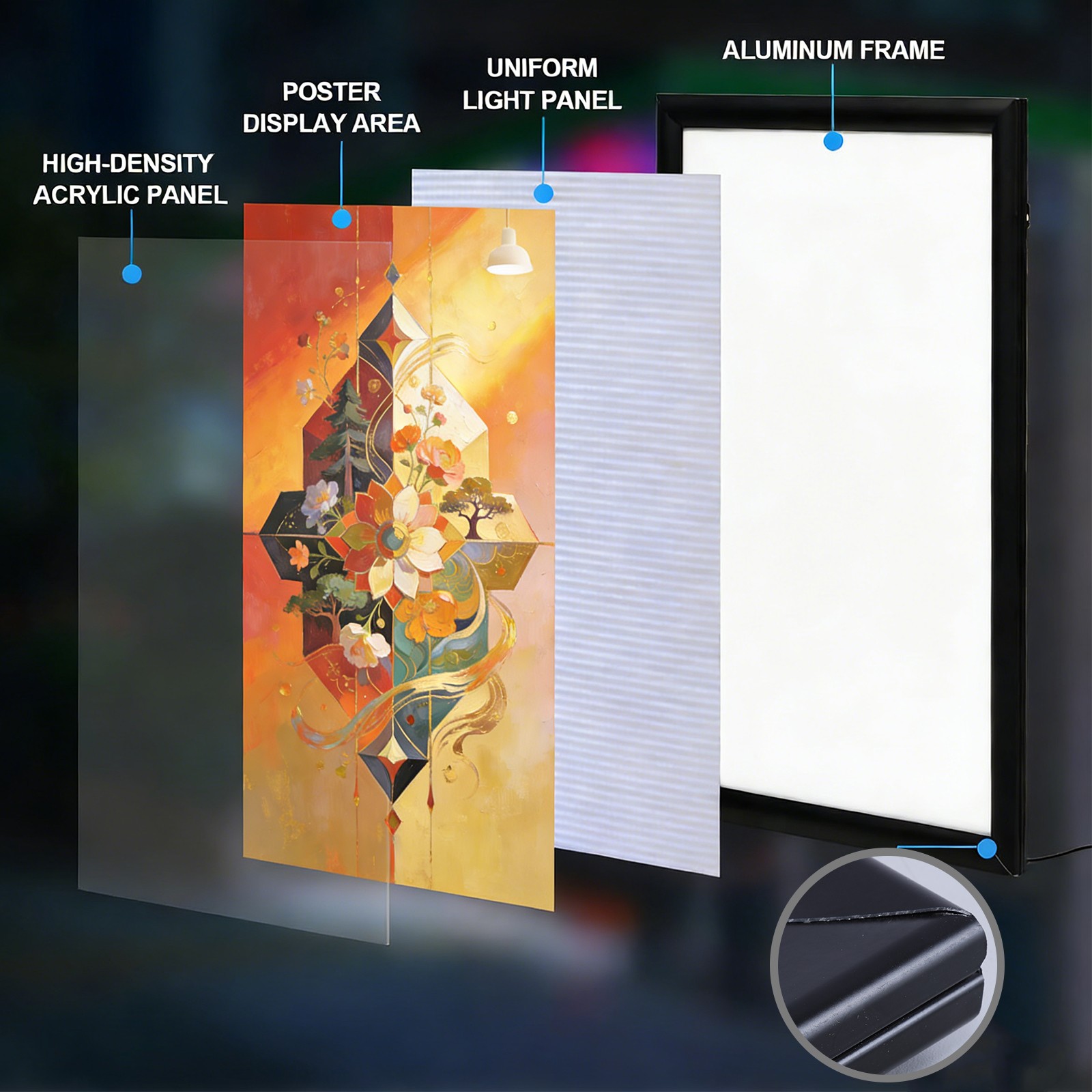 LED Light Box Backlit Movie Poster Art Picture Frame Advertising Display US