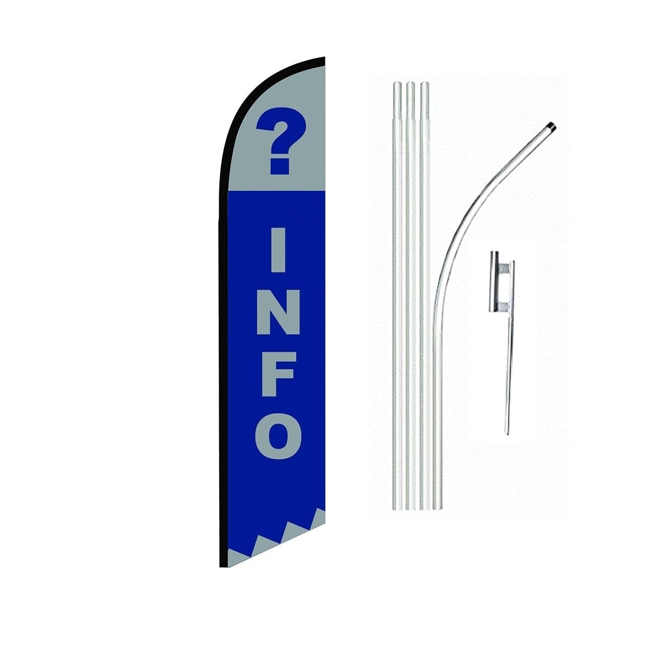 Info Blue Swooper Flutter Feather Flag | 3ft W x 11.5ft Tall