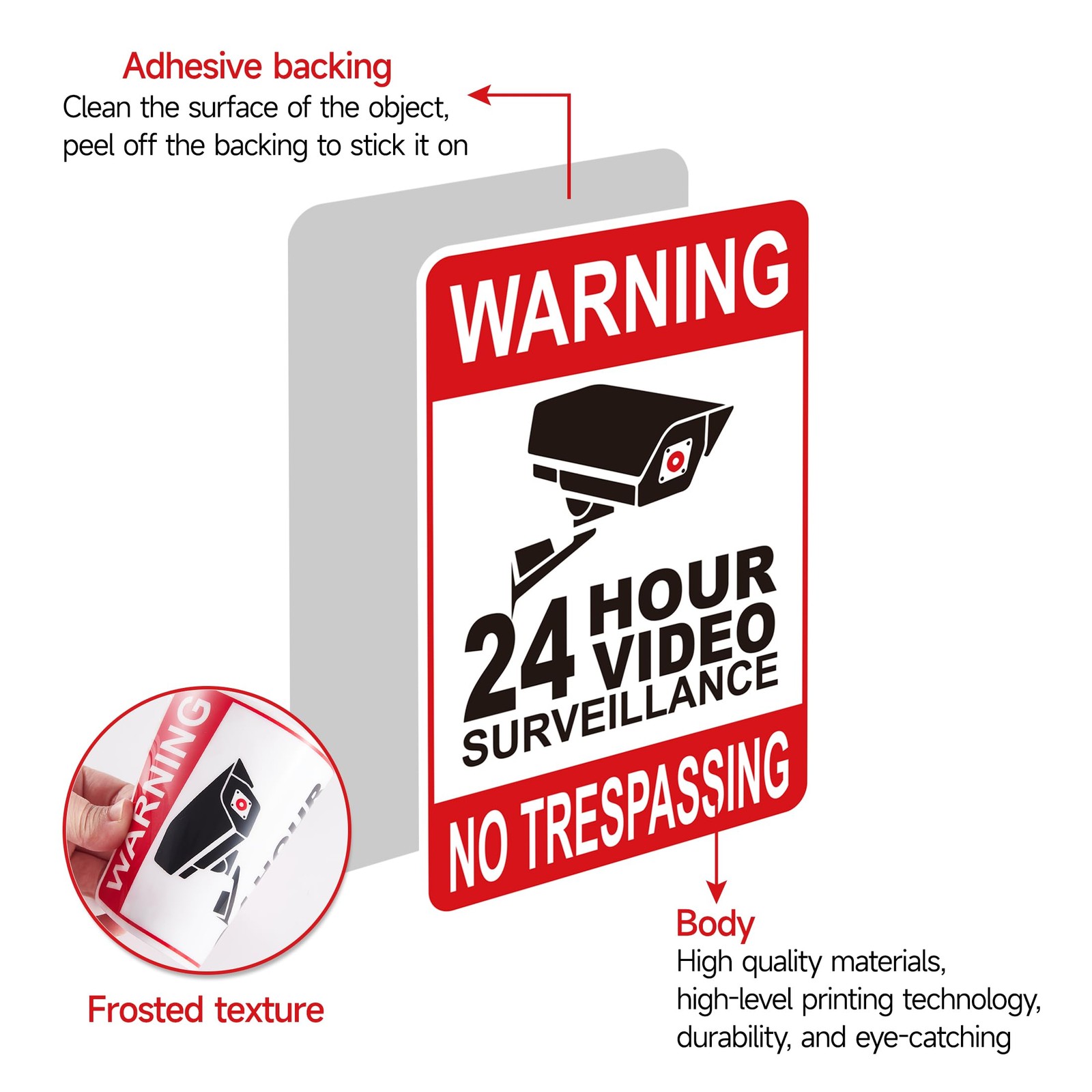 6PCS Video Surveillance Warning Sign，SelfAdhesive Durable Vinyl Security Came…