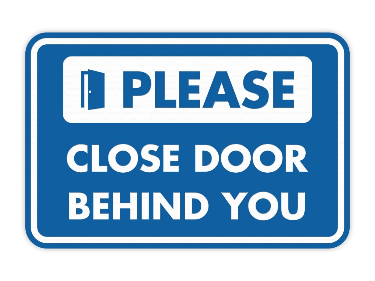 1 Pack Medium Black Please Close Door Behind You Sign, Classic Framed, Wall
