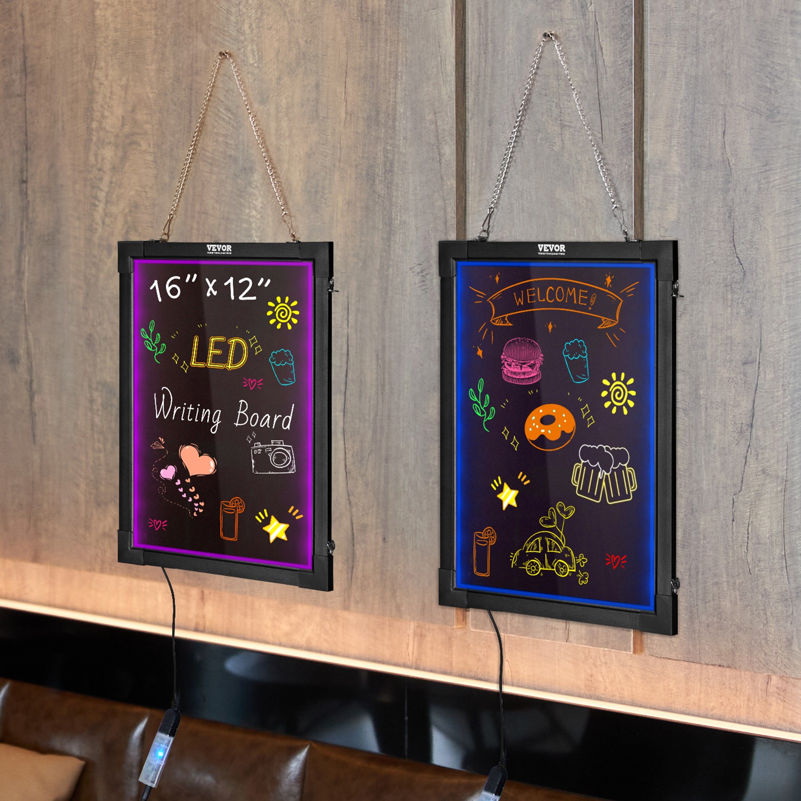VEVOR LED Message Writing Board 16″x12″ Illuminated Erasable Lighted Chalkboard