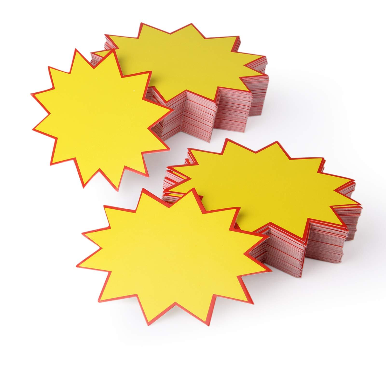 200 Pcs Blank Star Burst Retail Sale Signs Price Label Tags for Garage Sales