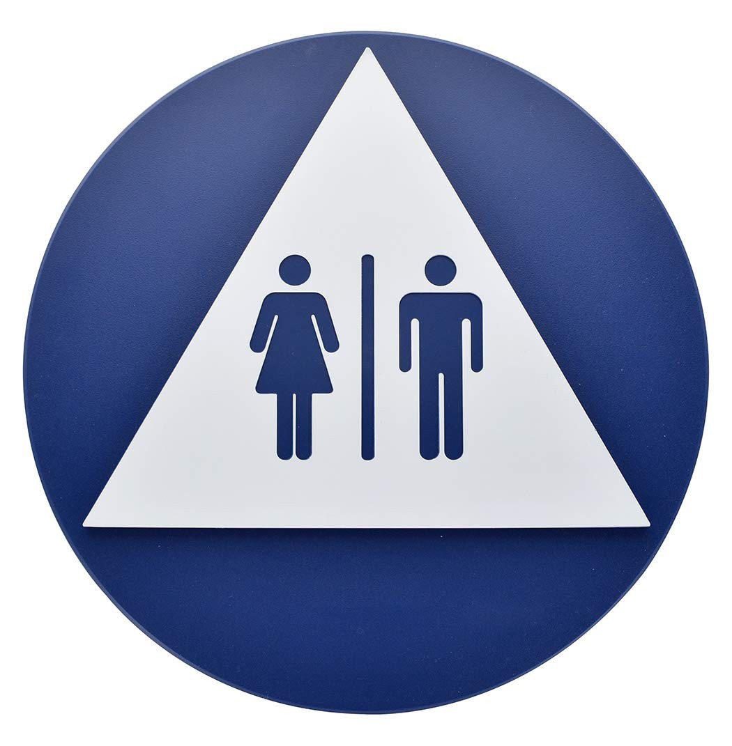 12 Inch Triangle Circle Unisex Restroom Sign ADA Compliant Door Wall Decal