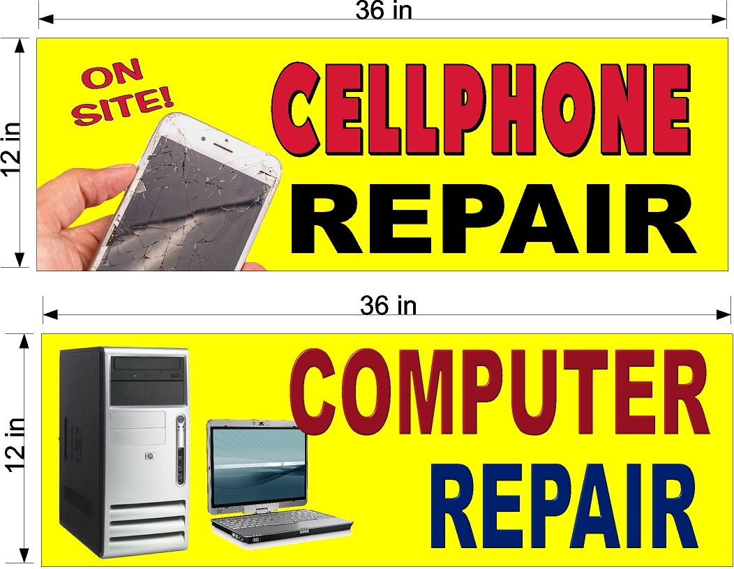 NEW! PERFORATED WINDOW VINYL DECALS 12″ X 36″ COMPUTER & CELL PHONE REPAIRS