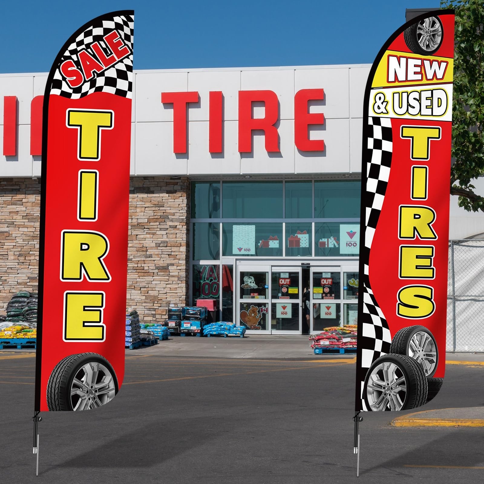 Remagr 2 Pack 15 Feet Tire Sale King Flags New and Used Tires Shop Feather Fl…