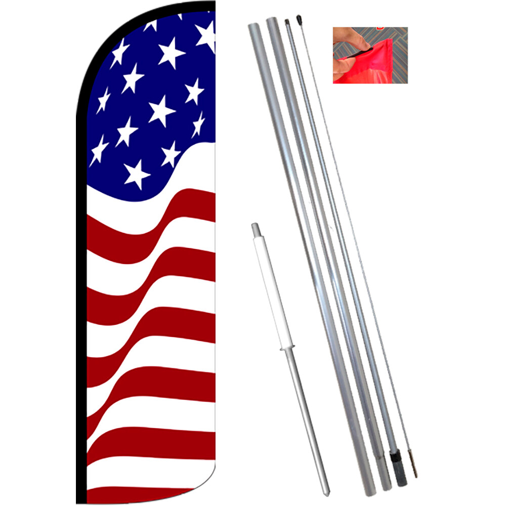 AMERICAN GLORY Windless Feather Flag Bundle (Complete Kit) OR Optional Replaceme