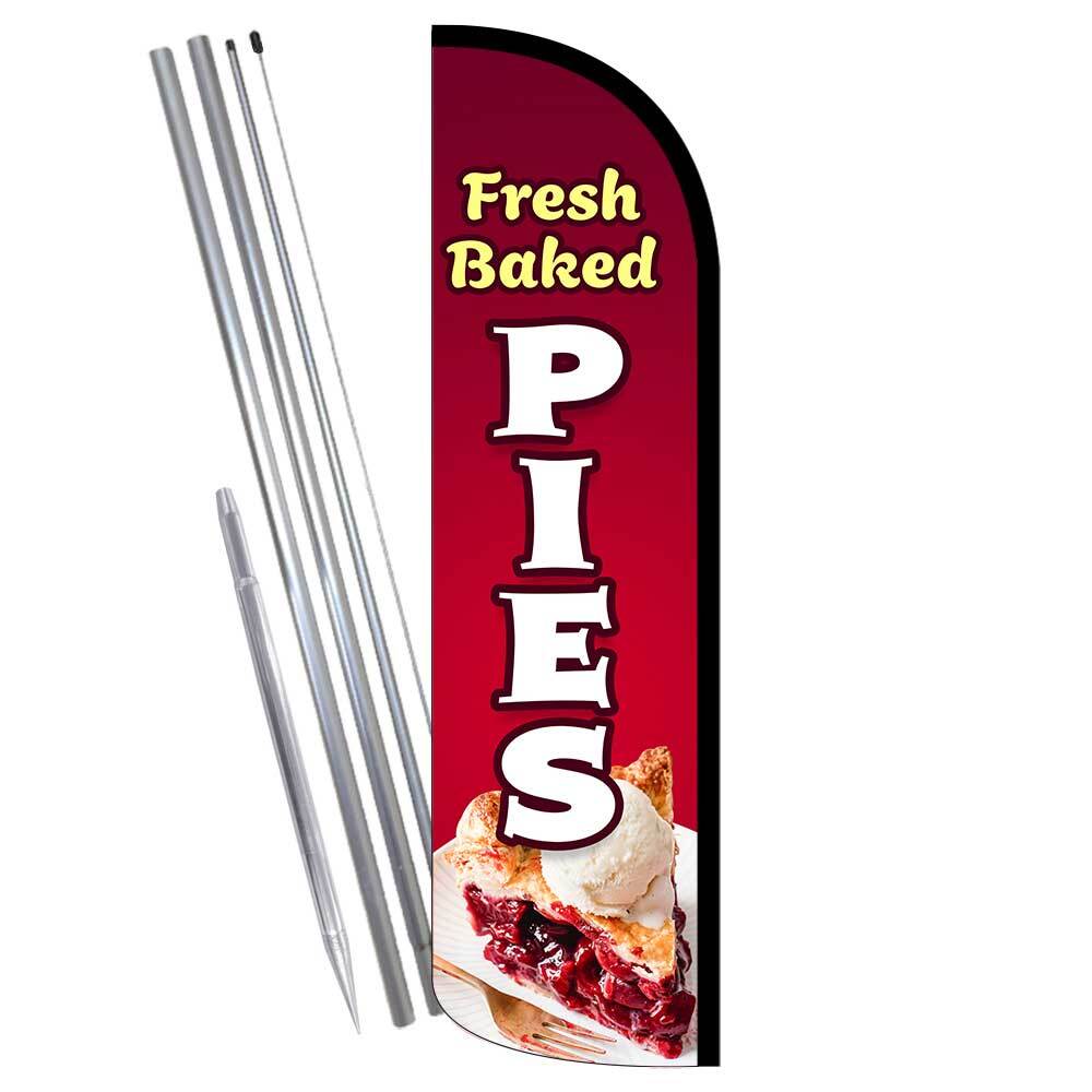 Fresh Baked Pies Premium Windless Feather Flag Bundle (Complete Kit) OR Optional