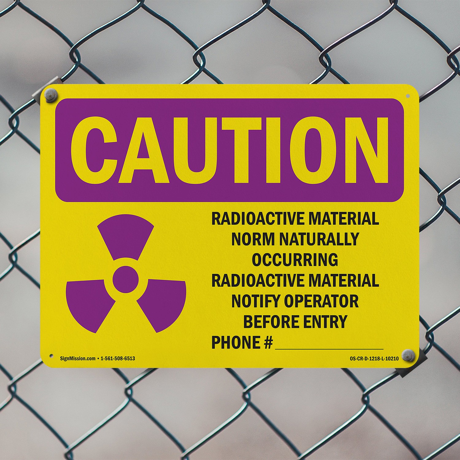 Radioactive Material Norm Naturally With Symbol OSHA Caution Sign – 5 or 10 Pack