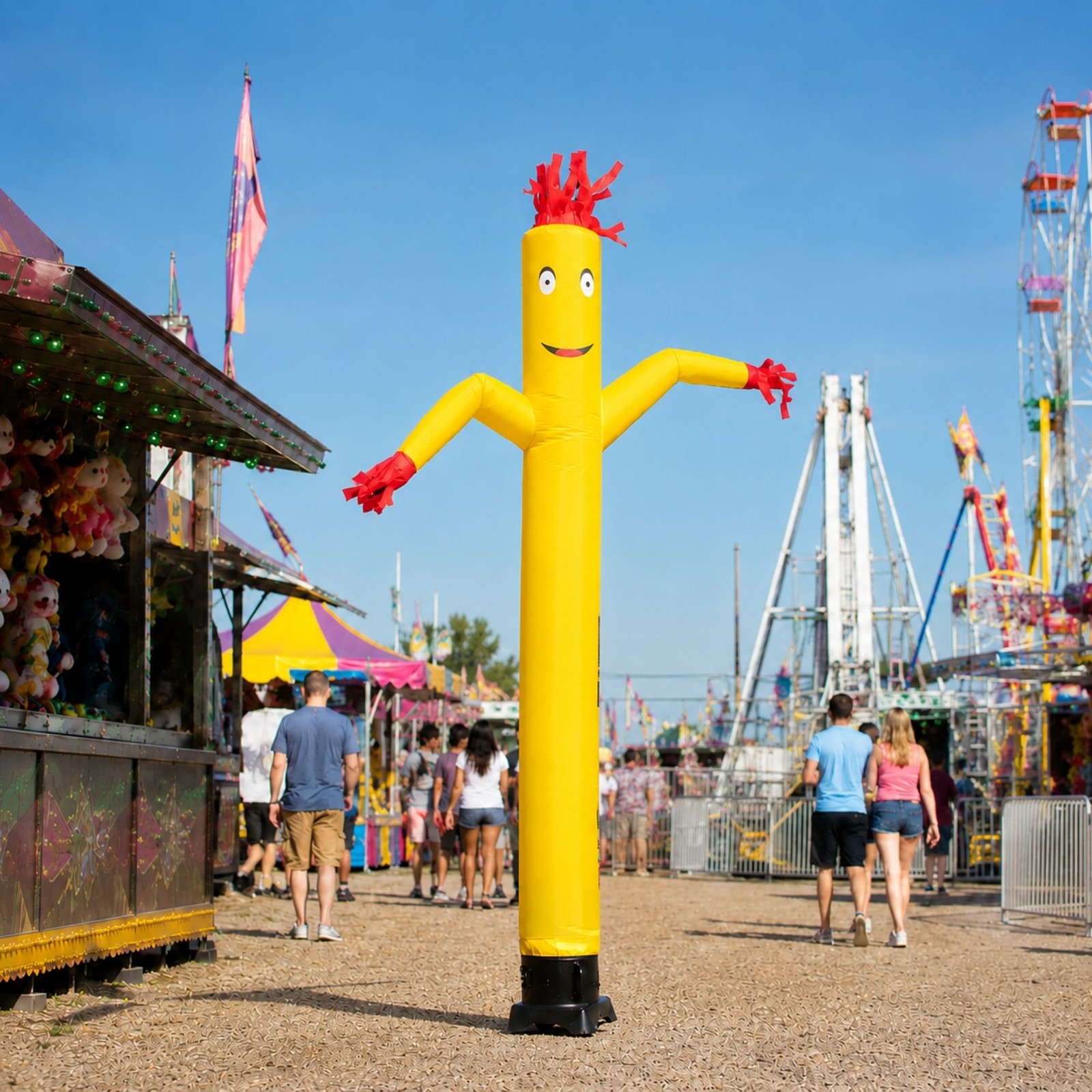 Advertising Inflatable Tube Man 12ft Yellow Blow Up Wavy Flailing with Blower