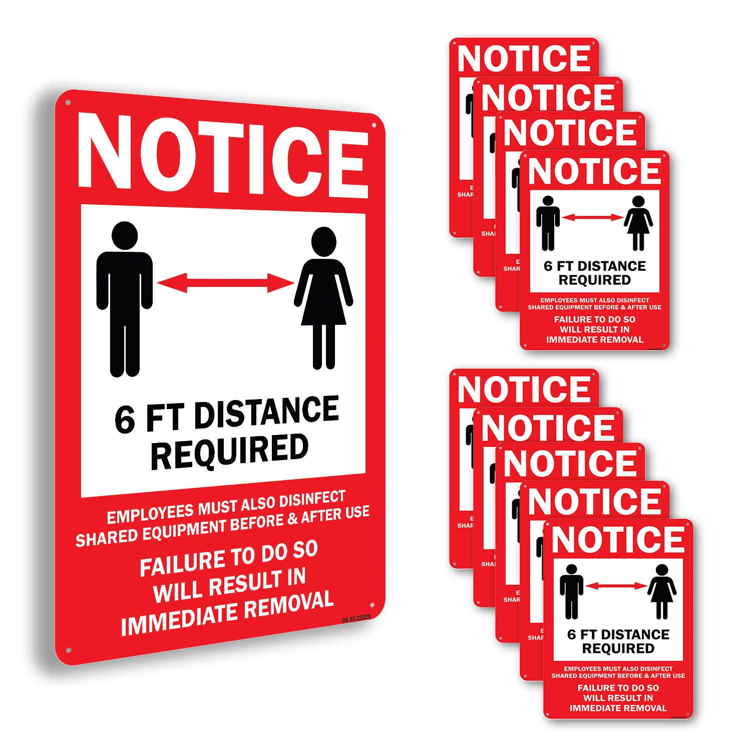 6ft Distance Required Public Safety Sign Metal, Plastic, Or Decal – 5 or 10 Pack