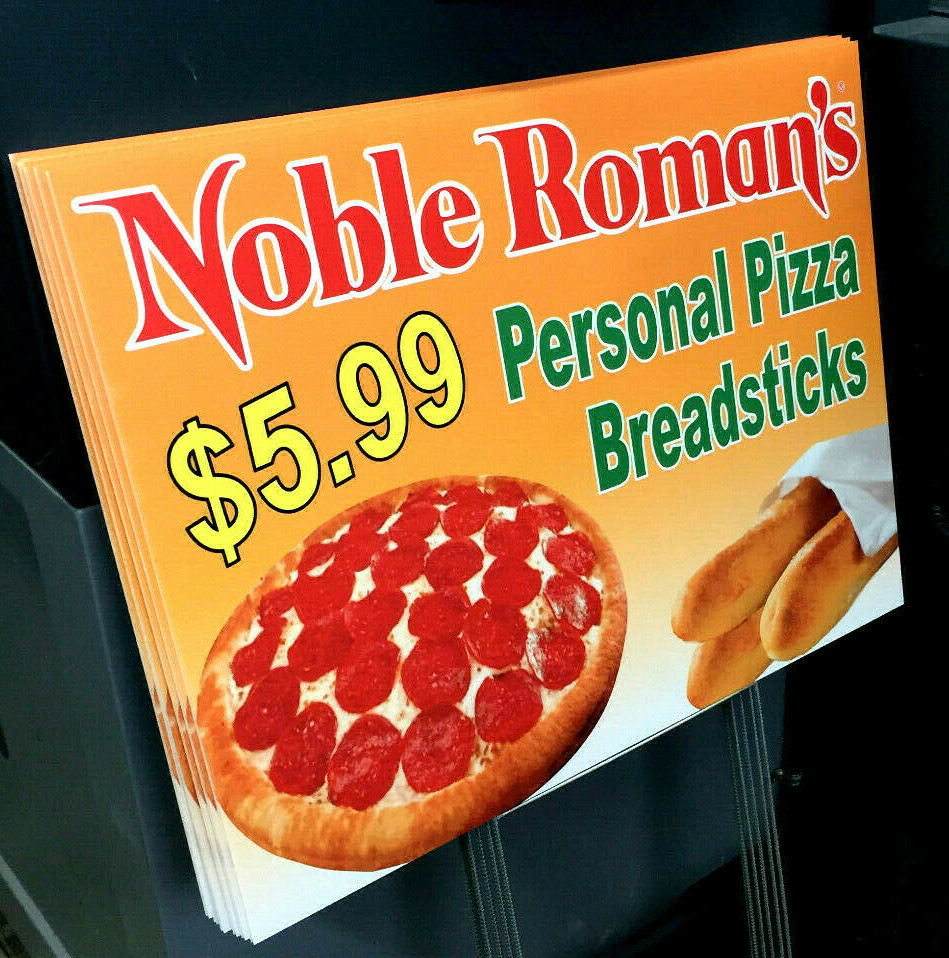 12 – 18×24 Yard Signs – Custom Design – Full Color – 2 Sided – Stakes Included!