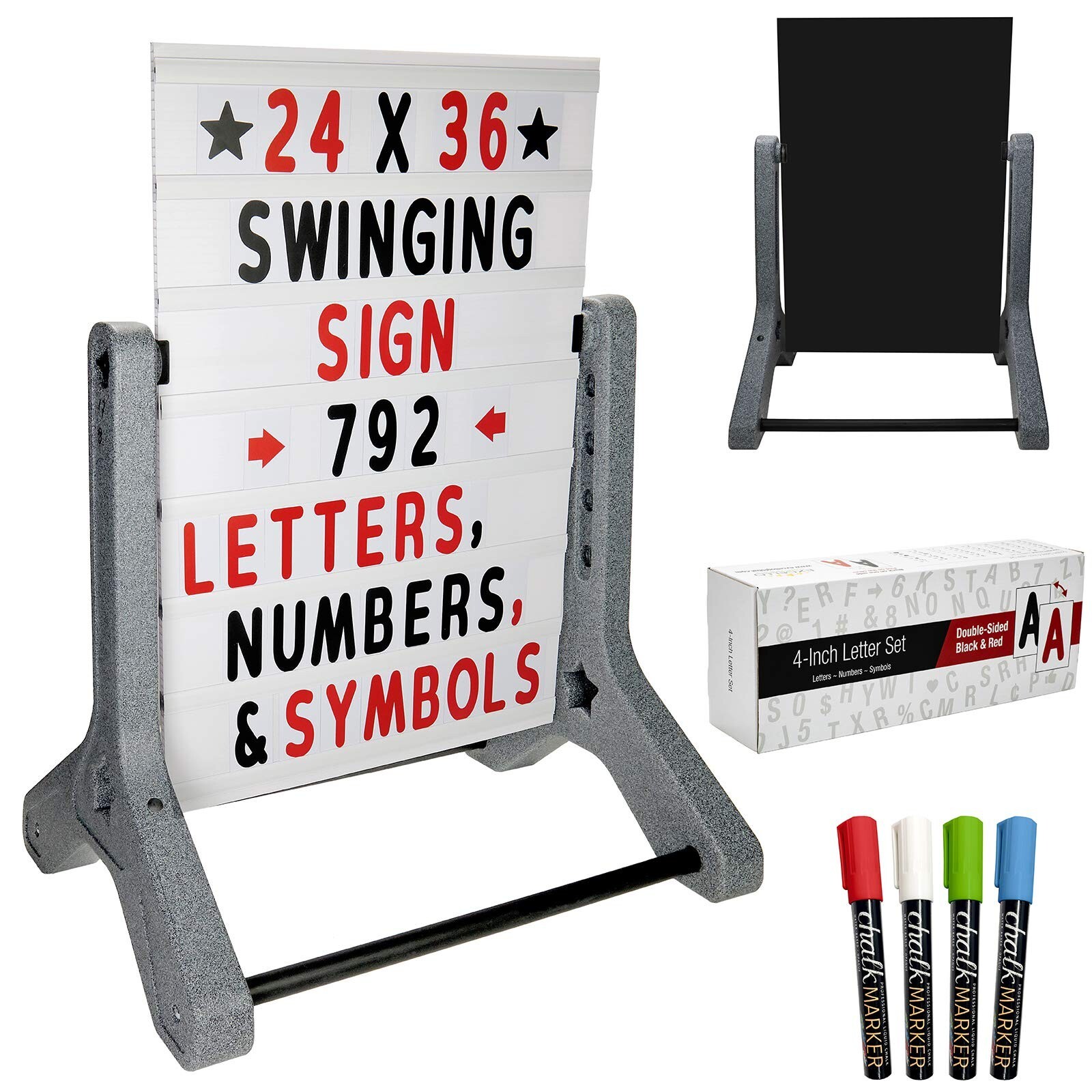 EXCELLO GLOBAL PRODUCTS, Swinging Changeable Message Sidewalk Sign: 24″ x 36″…