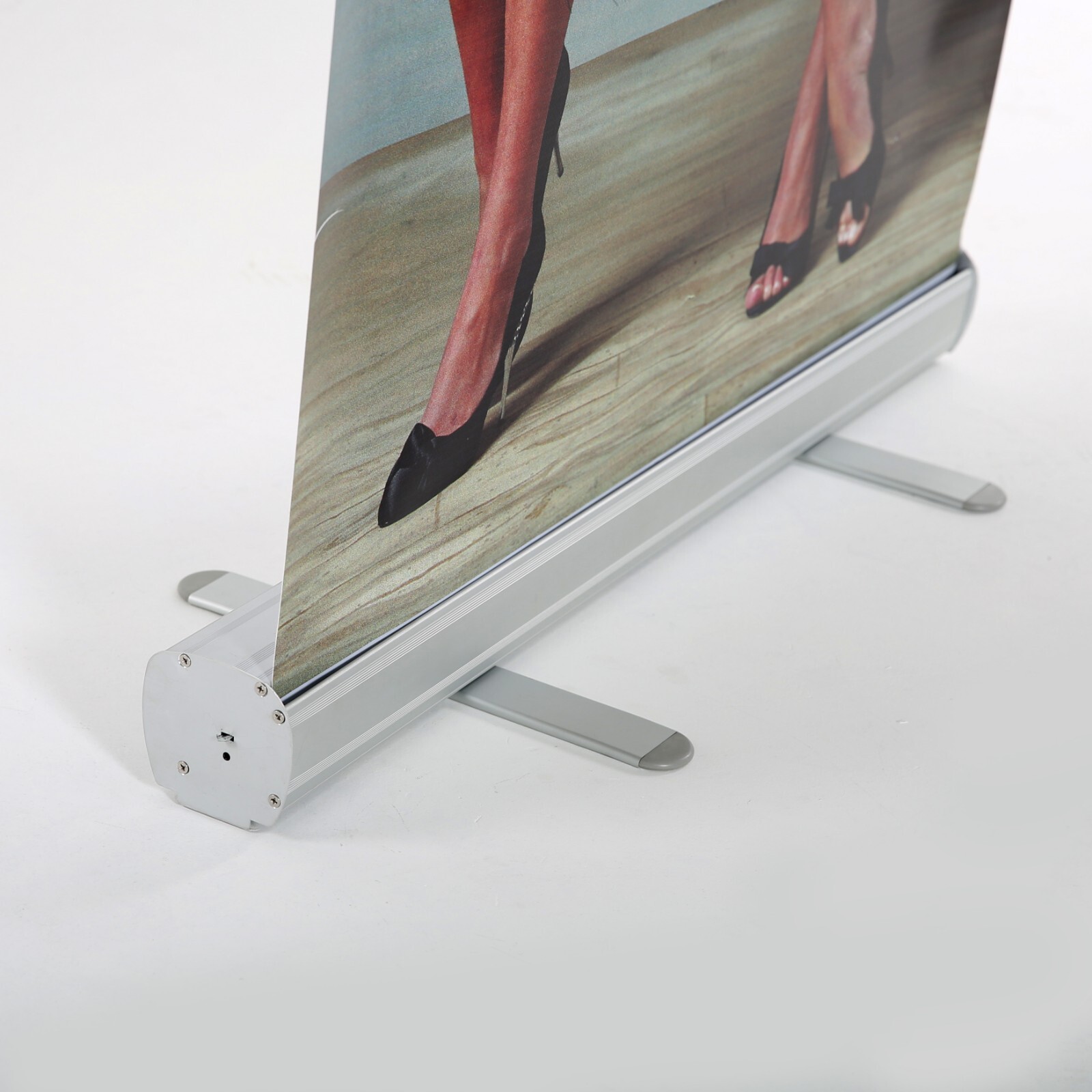 Retractable Roll Up Banner Floor Standing 24×78.75 Inch Silver Aluminum with Bag