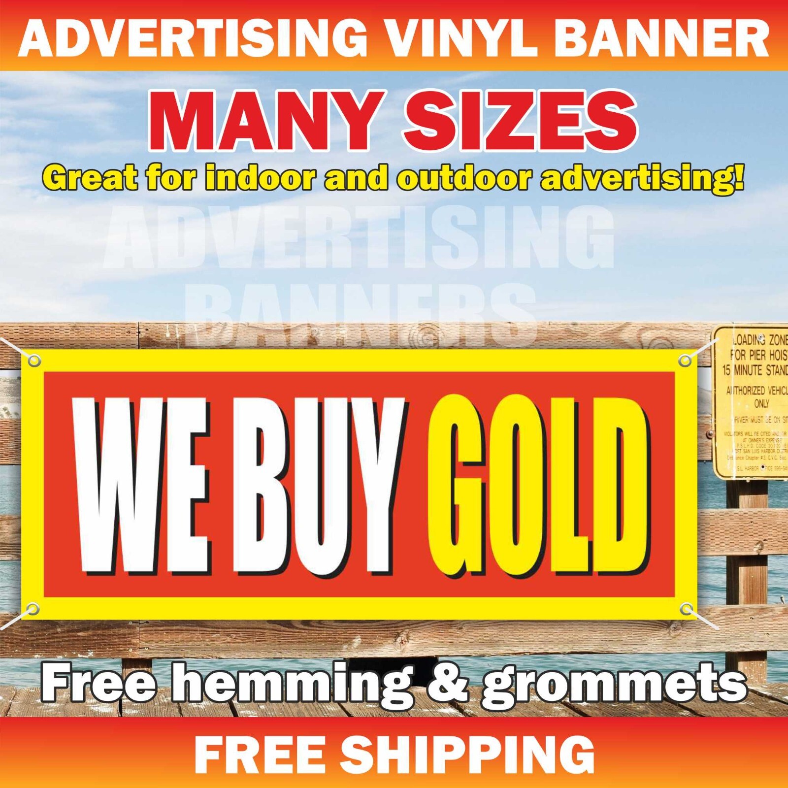 WE BUY GOLD Advertising Banner Vinyl Mesh Sign pawn shop cash Jewelry Silver