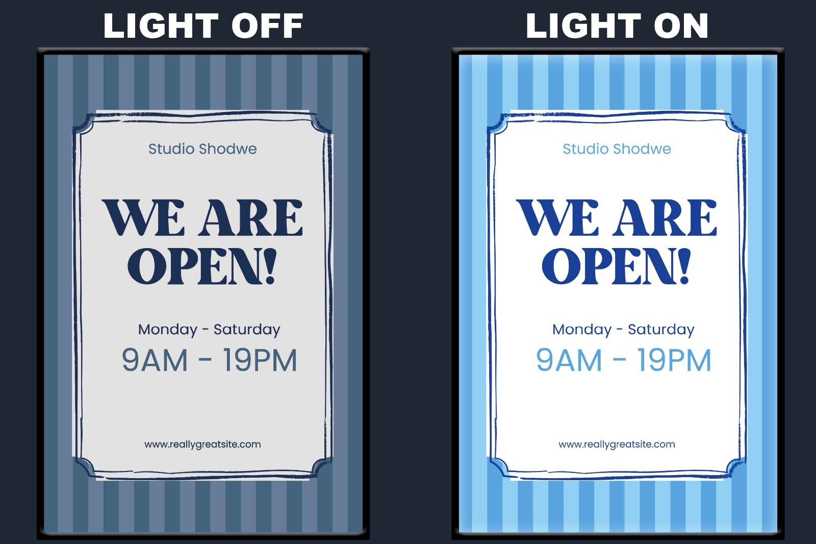 Custom LED Open Sign with Business Hours Personalized Light Box