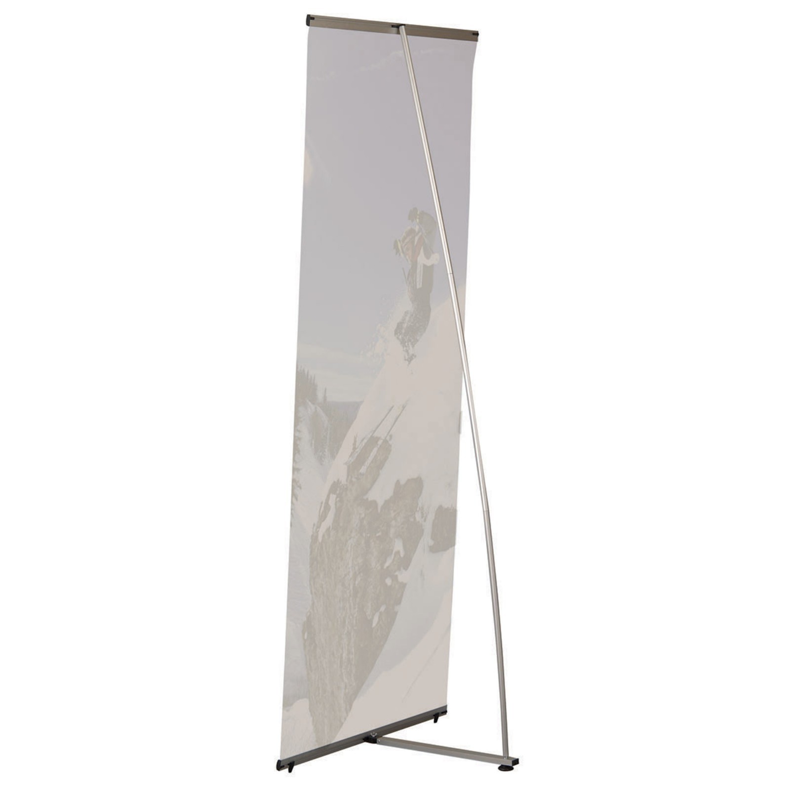 Quick Banner Holder Stand – L Shaped – 39.37×78.74 inch – Silver Aluminum