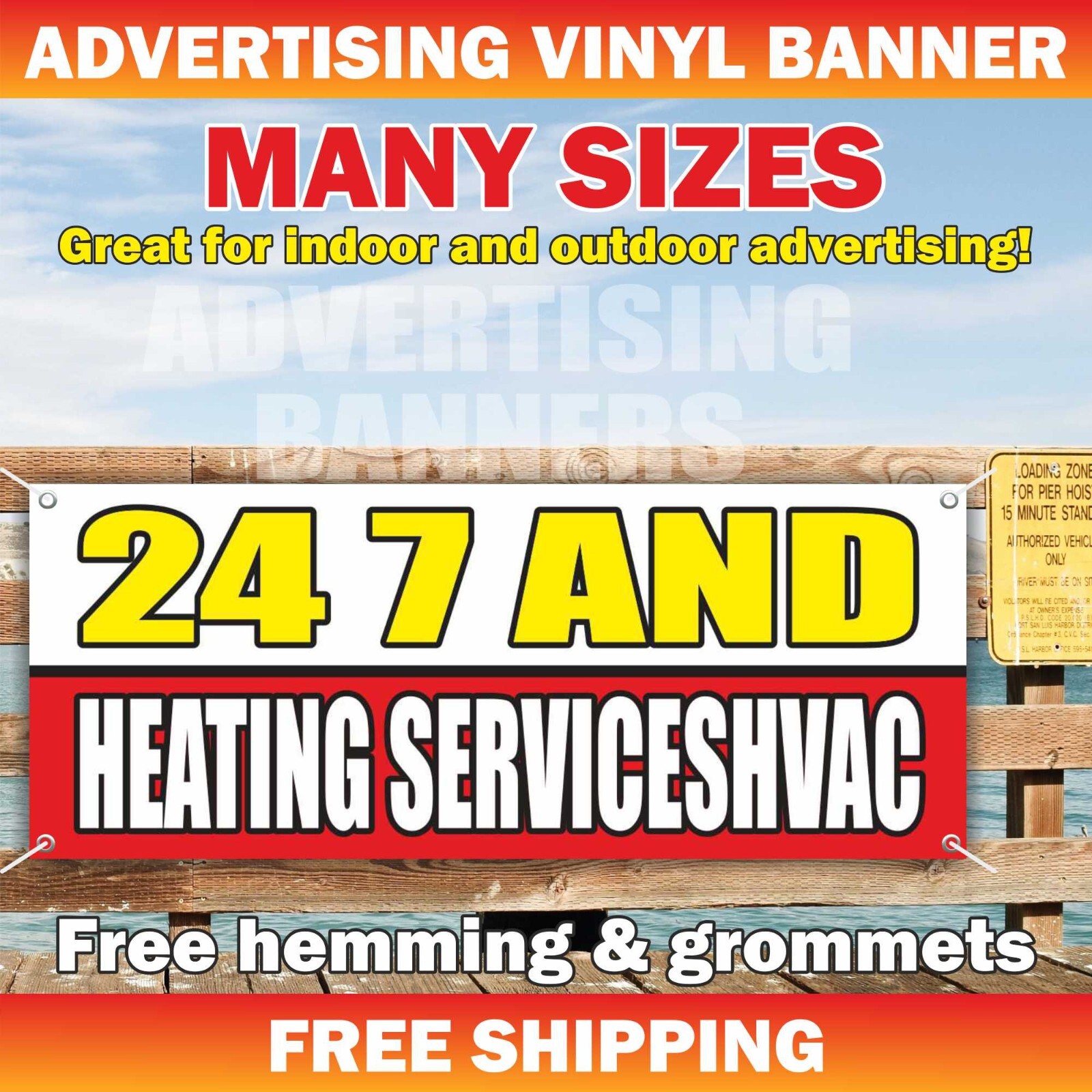 24 7 AND HEATING SERVICESHVAC Advertising Banner Vinyl Sign mechanic garage
