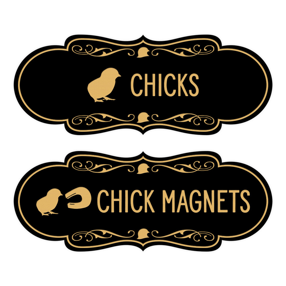 Designer Chicks and Chick Magnets, Novelty Restroom Signs (Set of 2) Signs