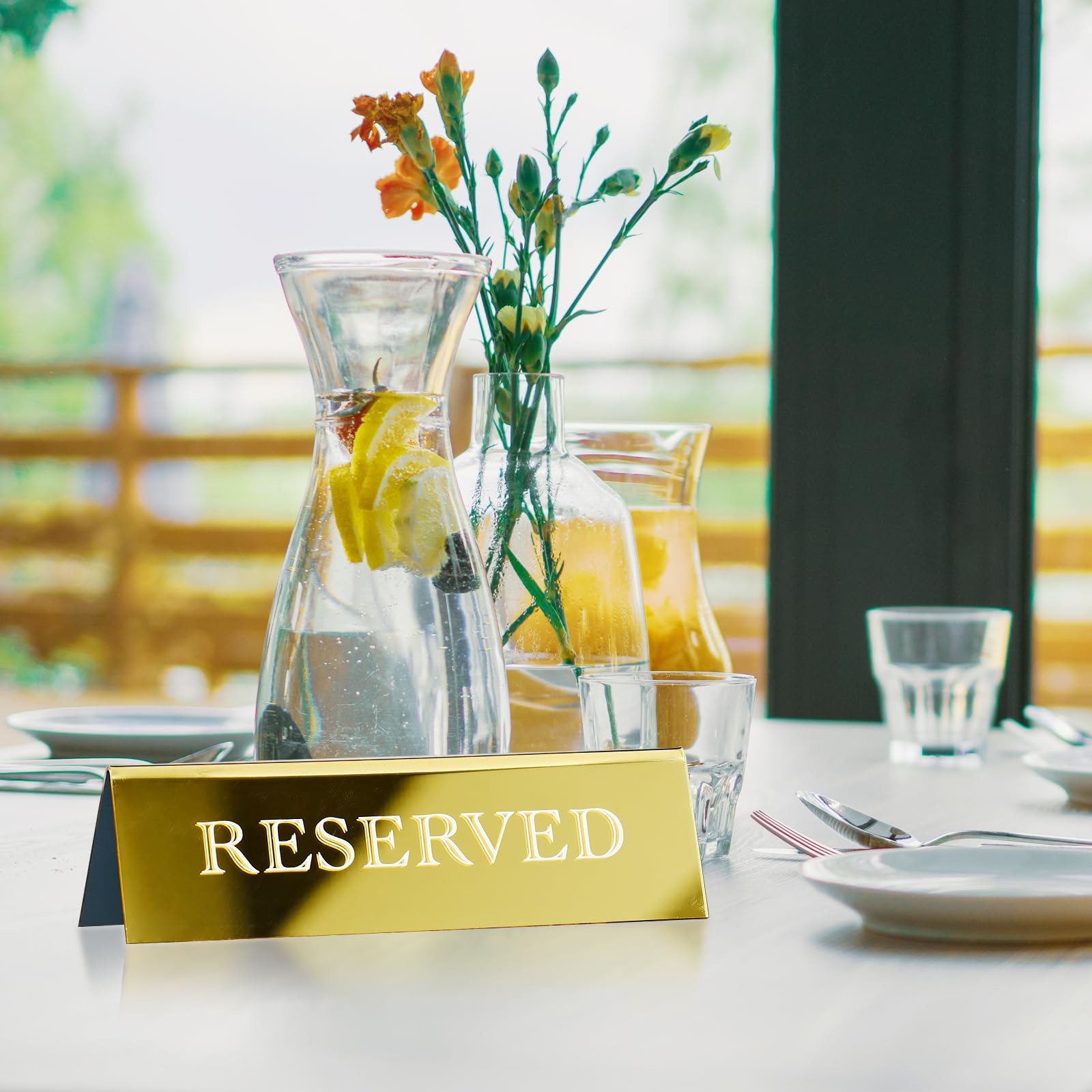 6 PCS Gold Mirror Acrylic Reserved Table Tent Signs 7.9×2.7 Inch Wedding Decor