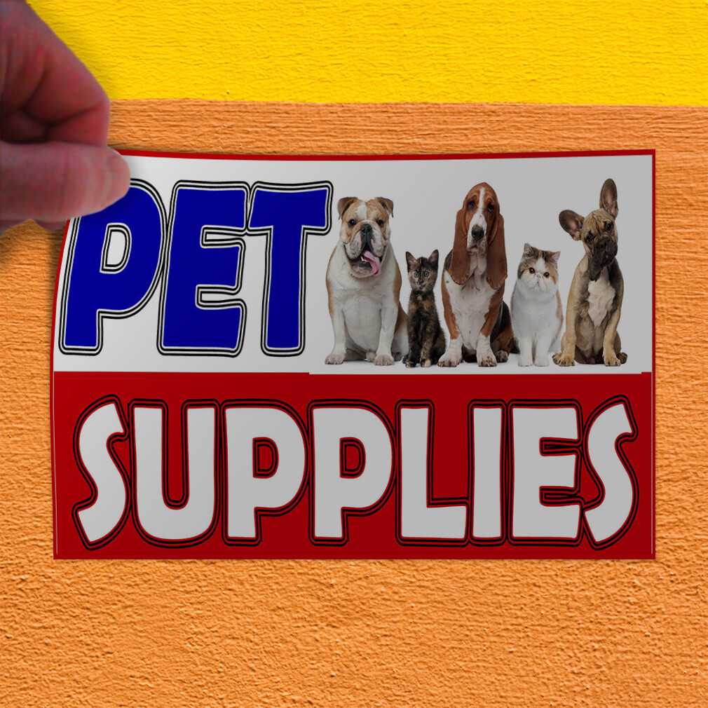 Decal Stickers Pet Supplies Blue Vinyl Store Sign Label Business