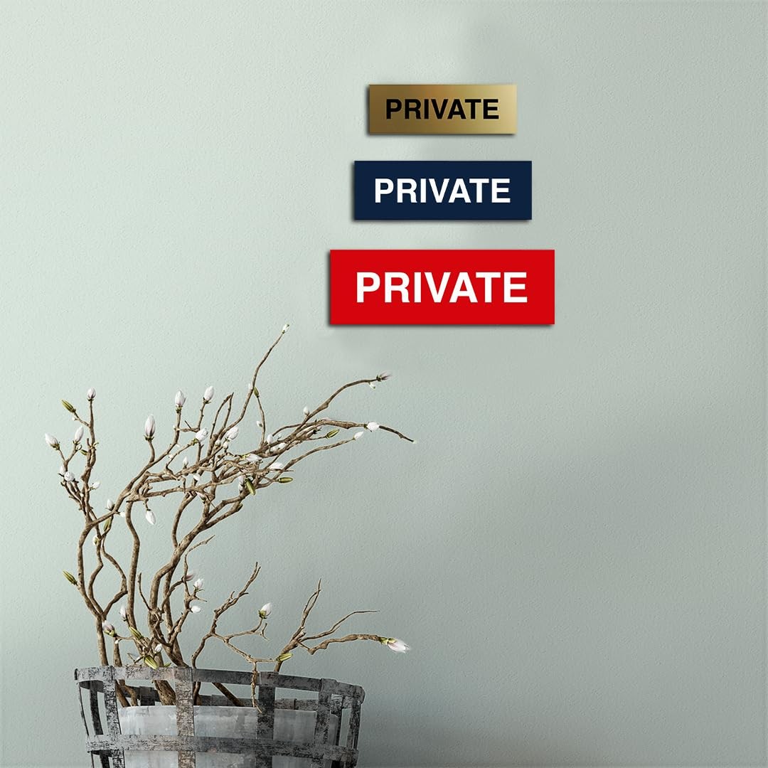 1 PCS Small Basic Private Sign Brushed Gold Office Business Door Plaque Marker