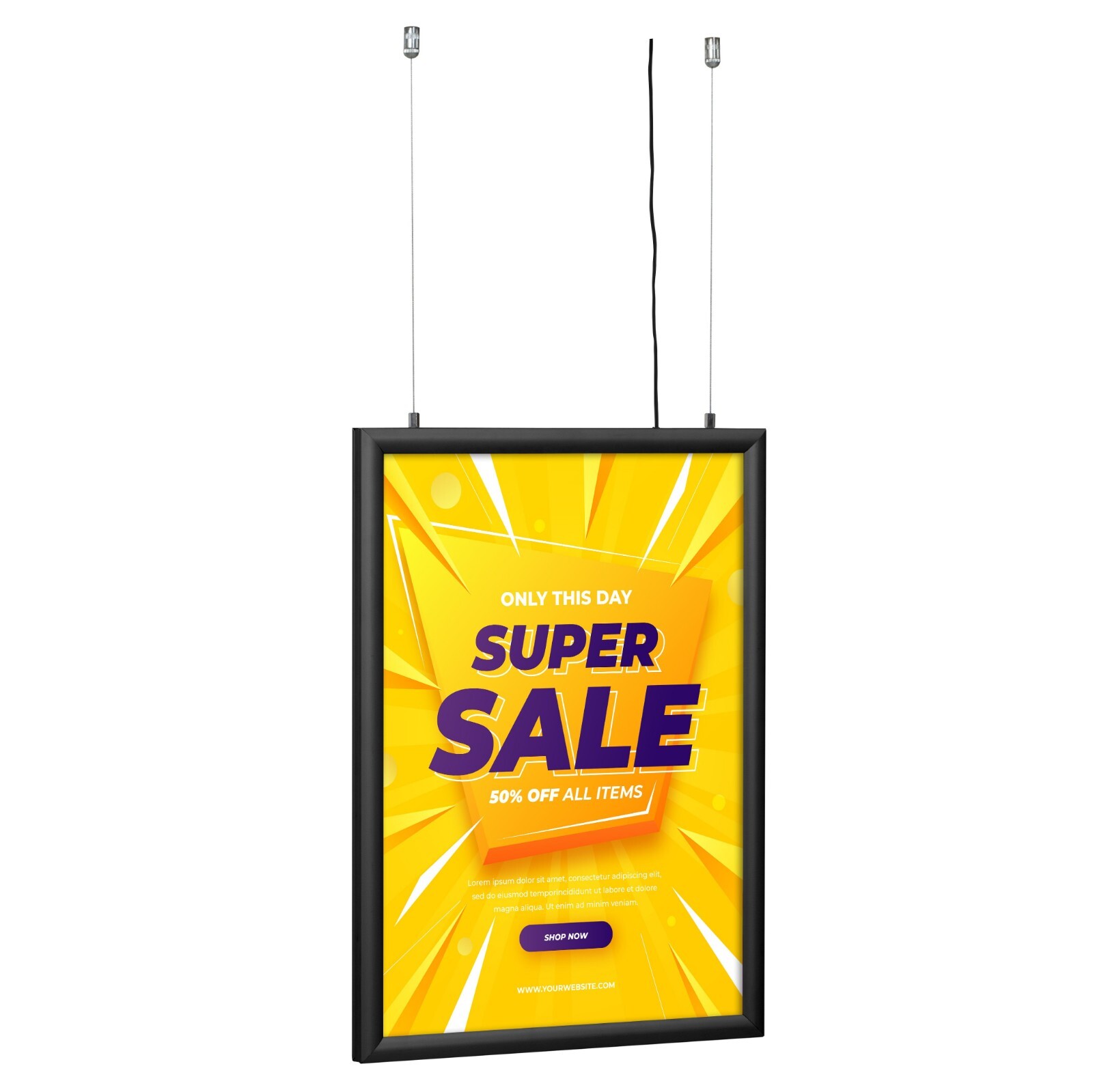 LEDbox Double Sided LED Backlit Poster Frame Black 18×24/24×36 inch Sign Holder