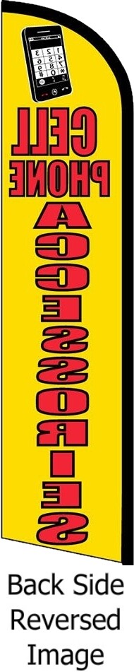 CELL PHONE ACCESSORIES WINDLESS FEATHER FLAG Tall Curved Advertising Banner Sign