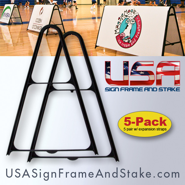 Small A-Frame Sidewalk Sign Frame – 5-Pack – 18″x24″ and Up – Expandable
