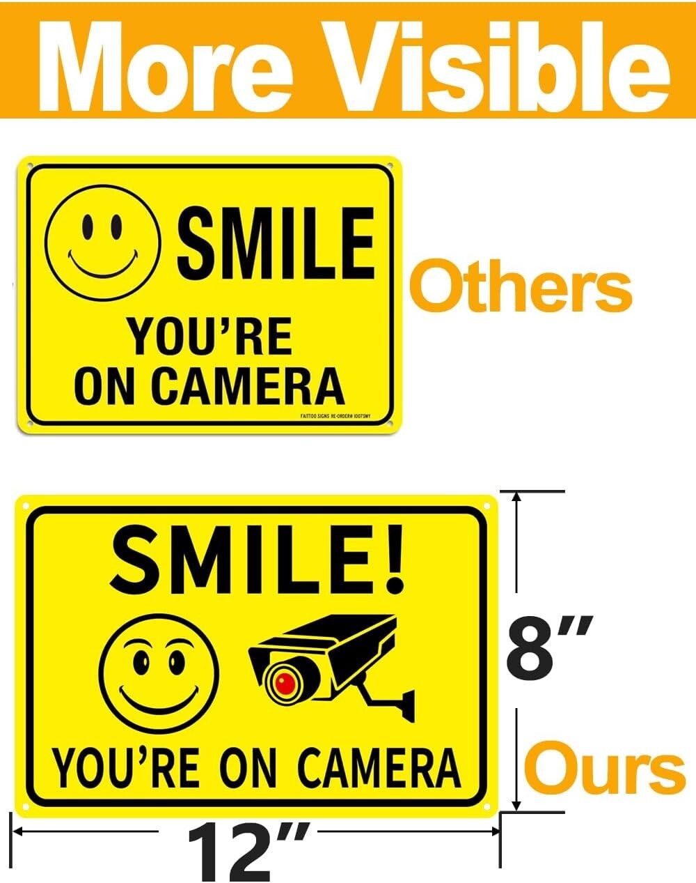4-Pack Smile Youre On Camera Signs 8×12 Rust Free Aluminum Video Surveillance