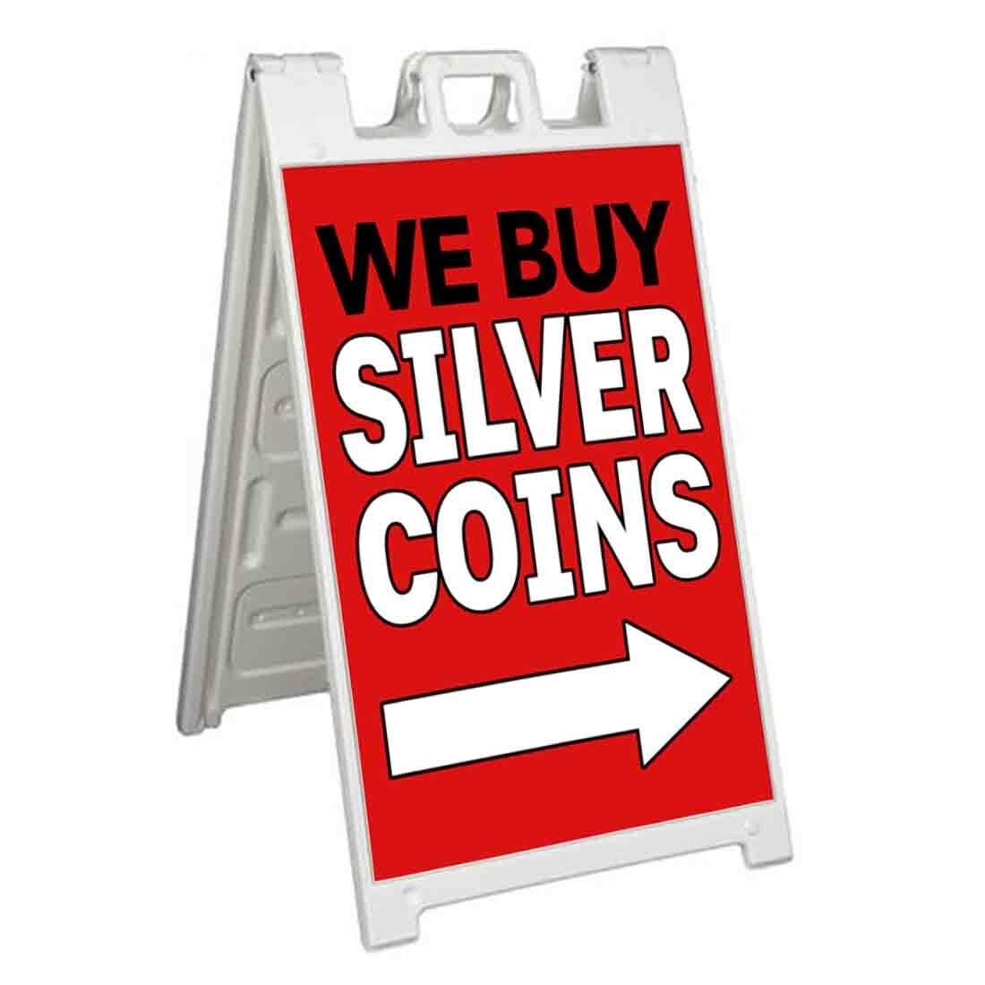 WE BUY SILVER COINS Signicade 24×36 Aframe Sidewalk Sign Banner Decal RIGHT