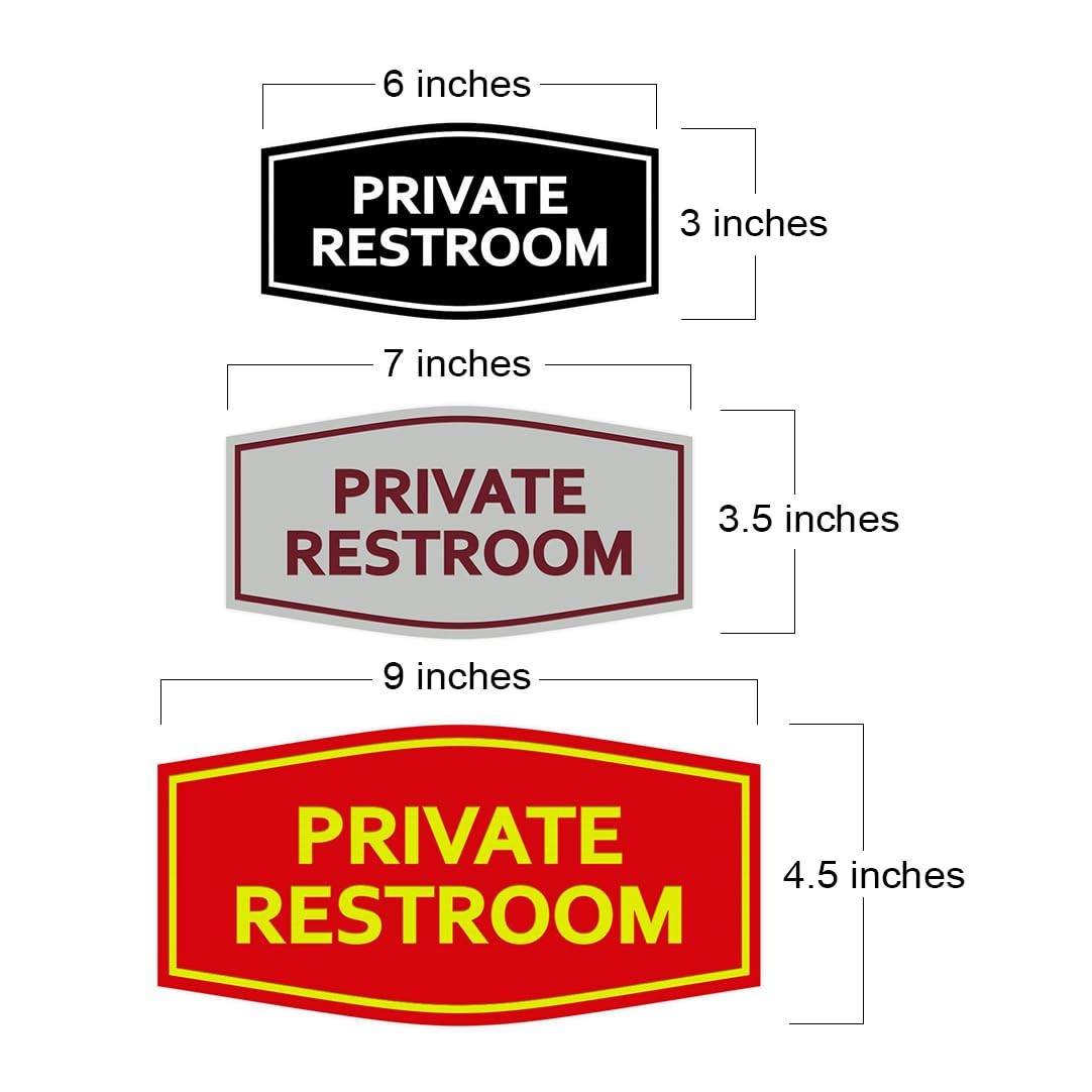 Fancy Private Restroom Sign Brushed Silver Medium Wall Door Mount Indicator