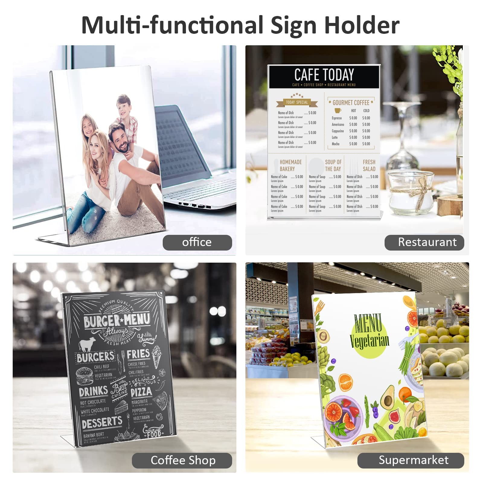 Ludery 8.5×11 Inches Acrylic Sign Slant Back Holder, Plastic ‎4pack, Clear