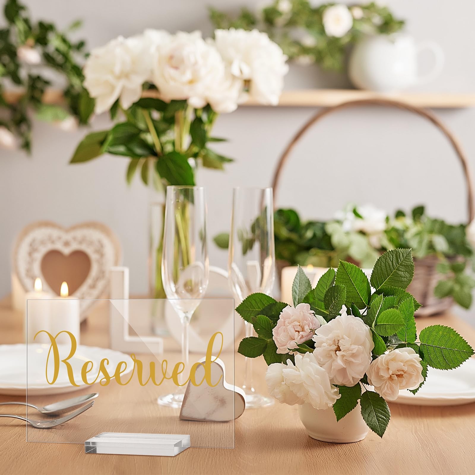 10 Set Acrylic Reserved Table Signs Clear Wedding Reserved Signs with Holder …
