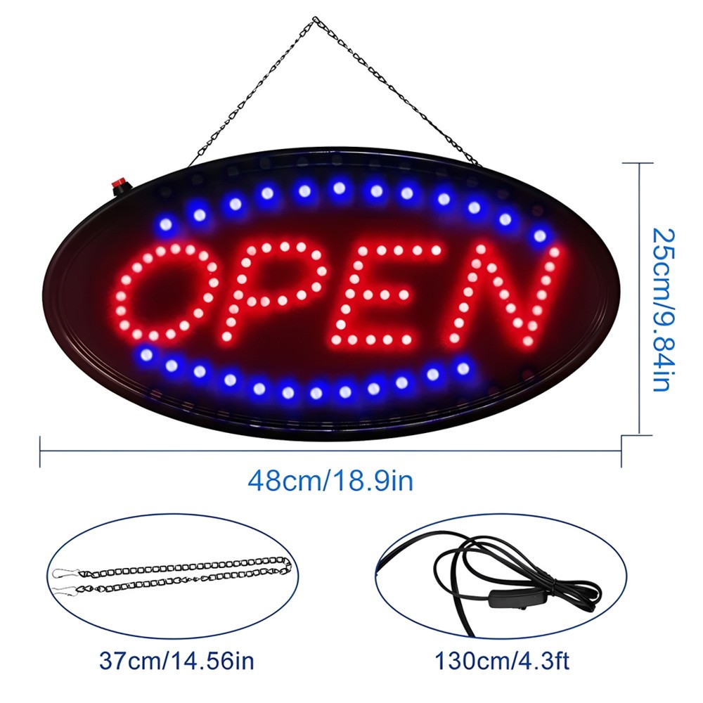 Animated Motion Ultra Bright OPEN Business Sign Store LED Neon Light with ON/OFF