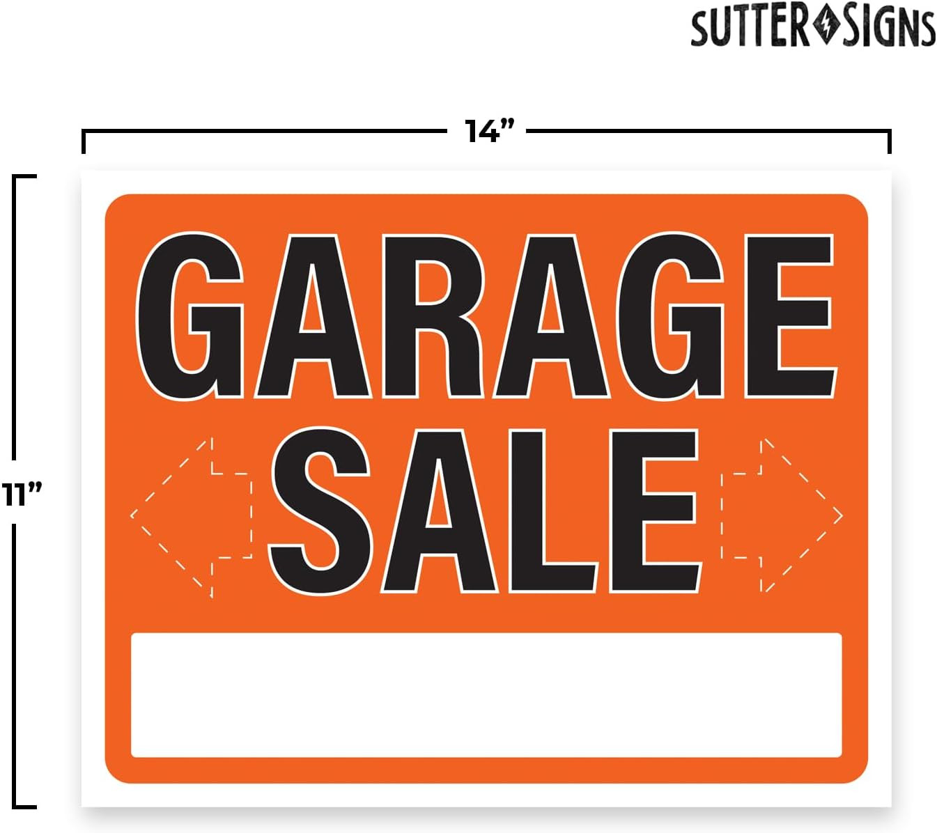 4Pk Garage Sale Signs | Large Weatherproof Plastic Signs with Fill in Arrows and