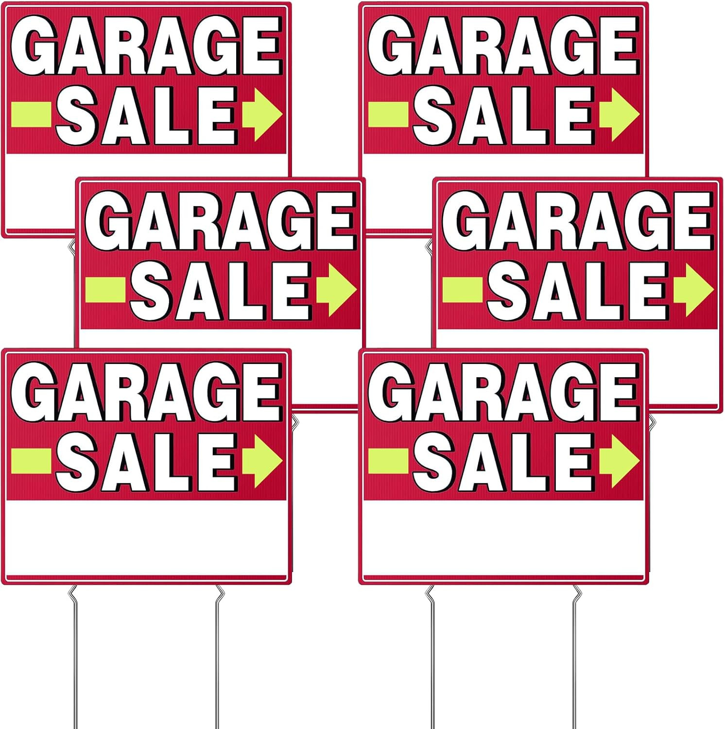 Garage Sale Signs, 17″ X 13″, 6 Pcs Double Side Garage Sale Sign with Stakes Lar