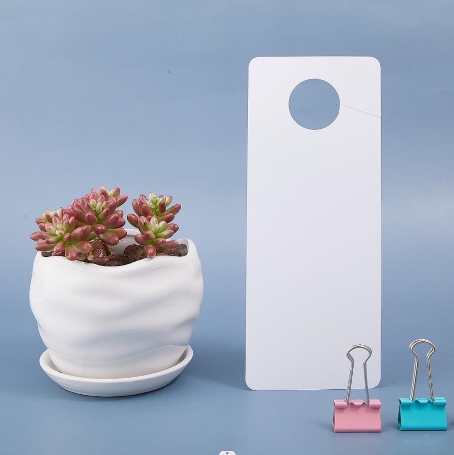 30 Pcs PVC Door Knob Hangers 8×3.23 inch Blank Door Signs to Write Your