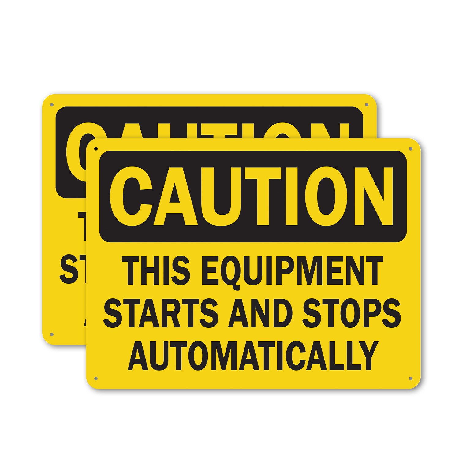 (2 Pack) Starts and Stops OSHA Caution Sign Decal Metal Plastic