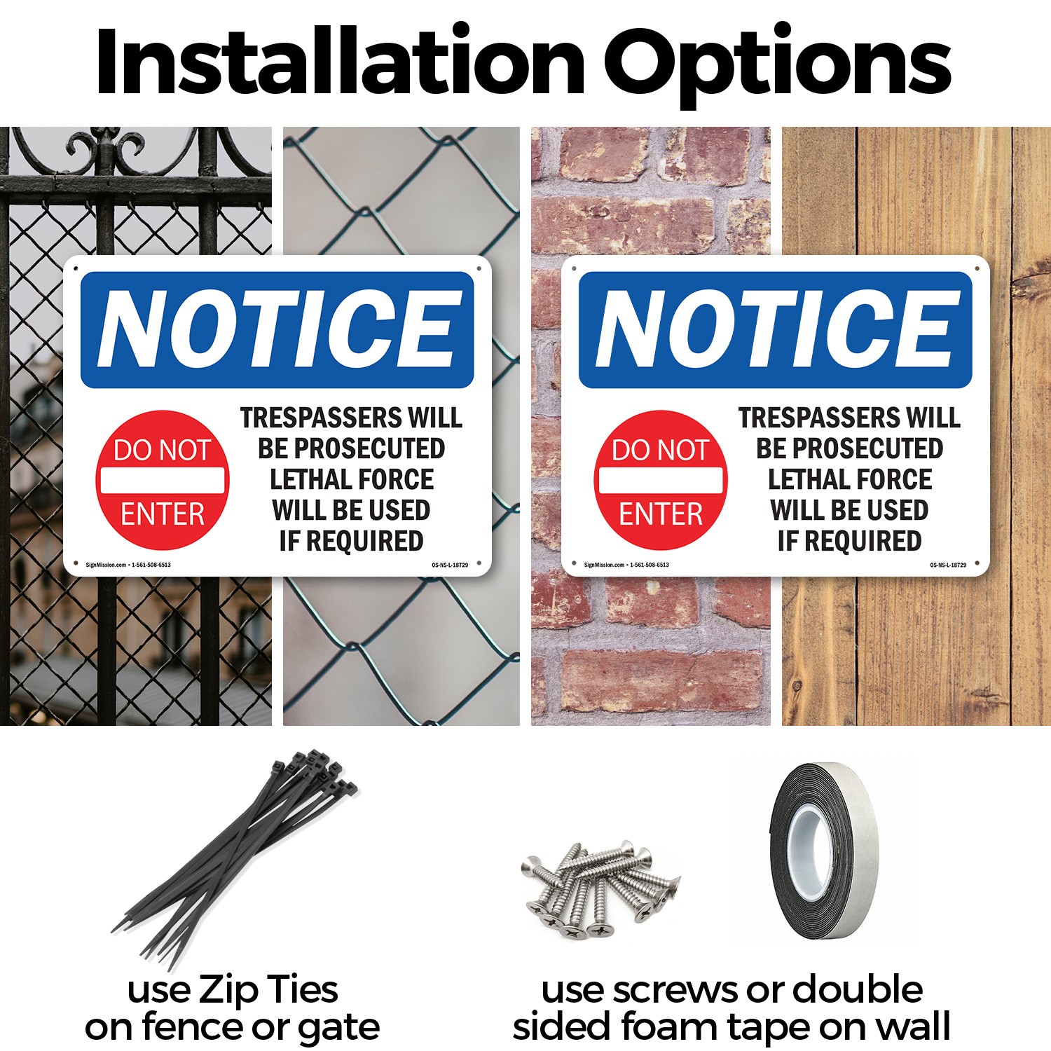 Trespassers Will Be Prosecuted OSHA Notice Sign Metal,, Decal 5 or 10 Pack