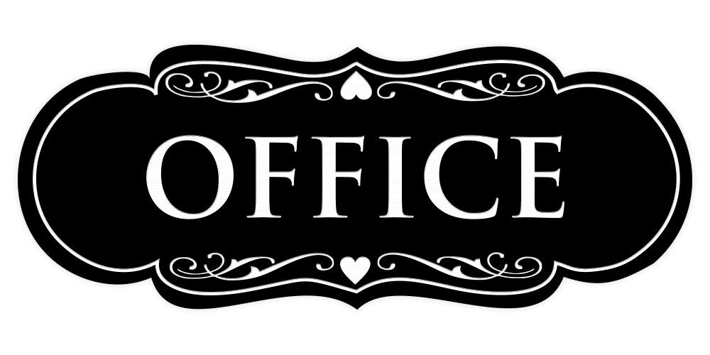 1-Pack Small Black Designer Office Sign, Easy Installation, Wall, Door, Modern