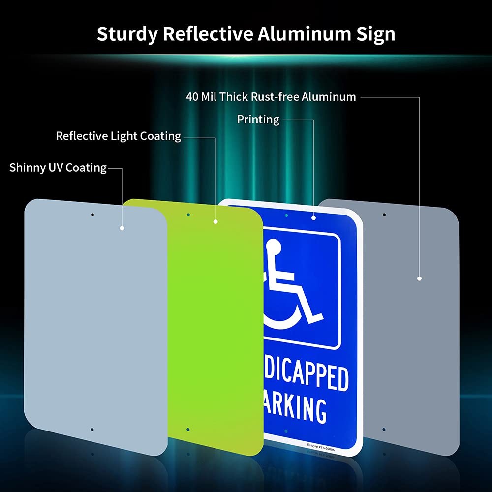 Large Handicap Parking Sign, Handicapped Sign, 18″x 12″ .040 Rust Free Alumin