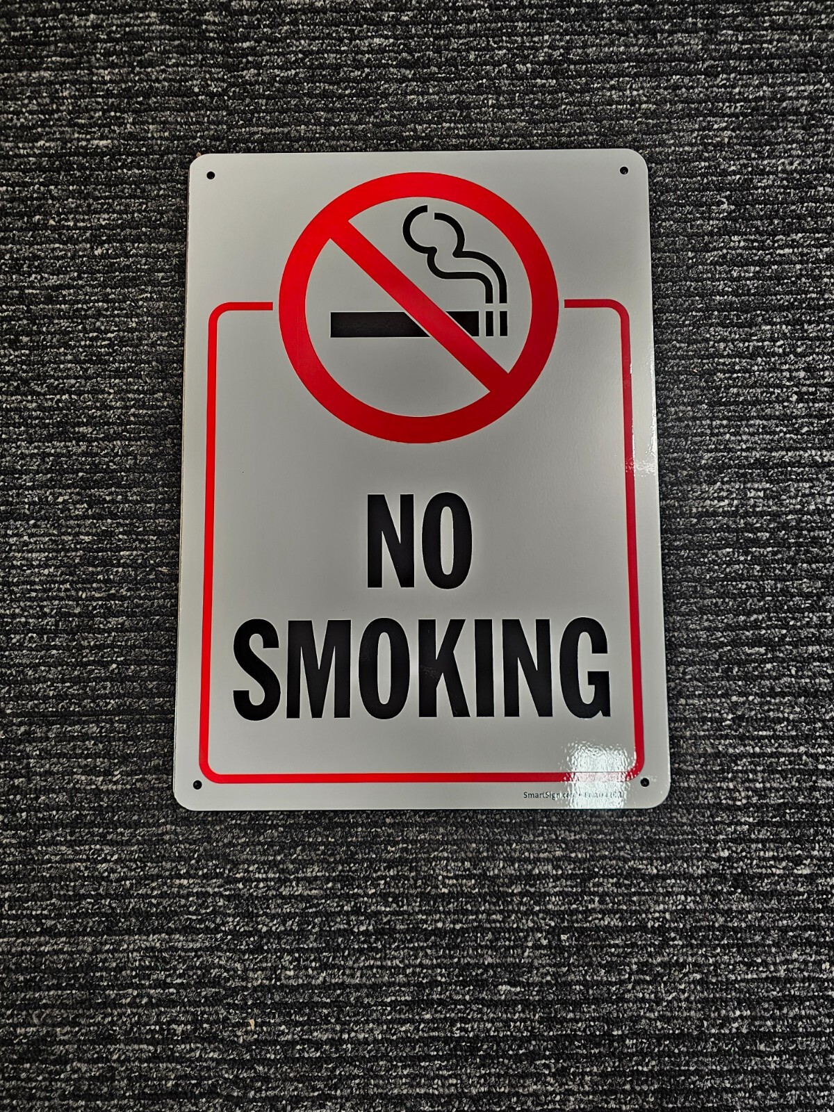 (QTY 5) SmartSign T2DR “No Smoking” Metal Sign with Symbol 40 mil 14 x 10 inch