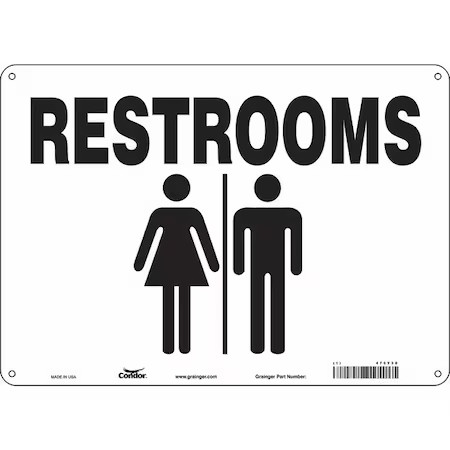 Condor 473Y38 Restrooms, 14 In W X 10 In H, Horizontal Rectangle, Polyethylene,