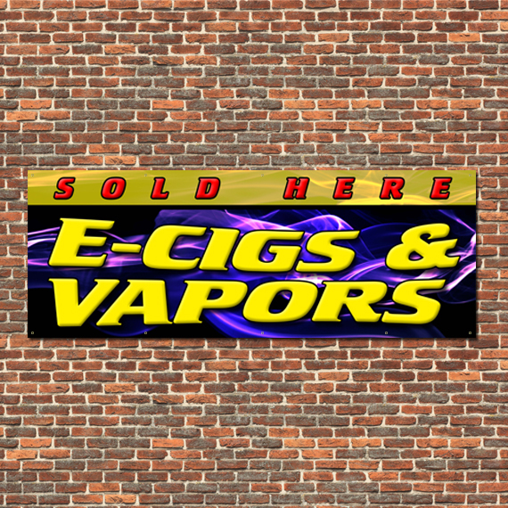 E-Cigs & Vapors Banner 36″x96″ Free Shipping & Customization, Ready to Hang!