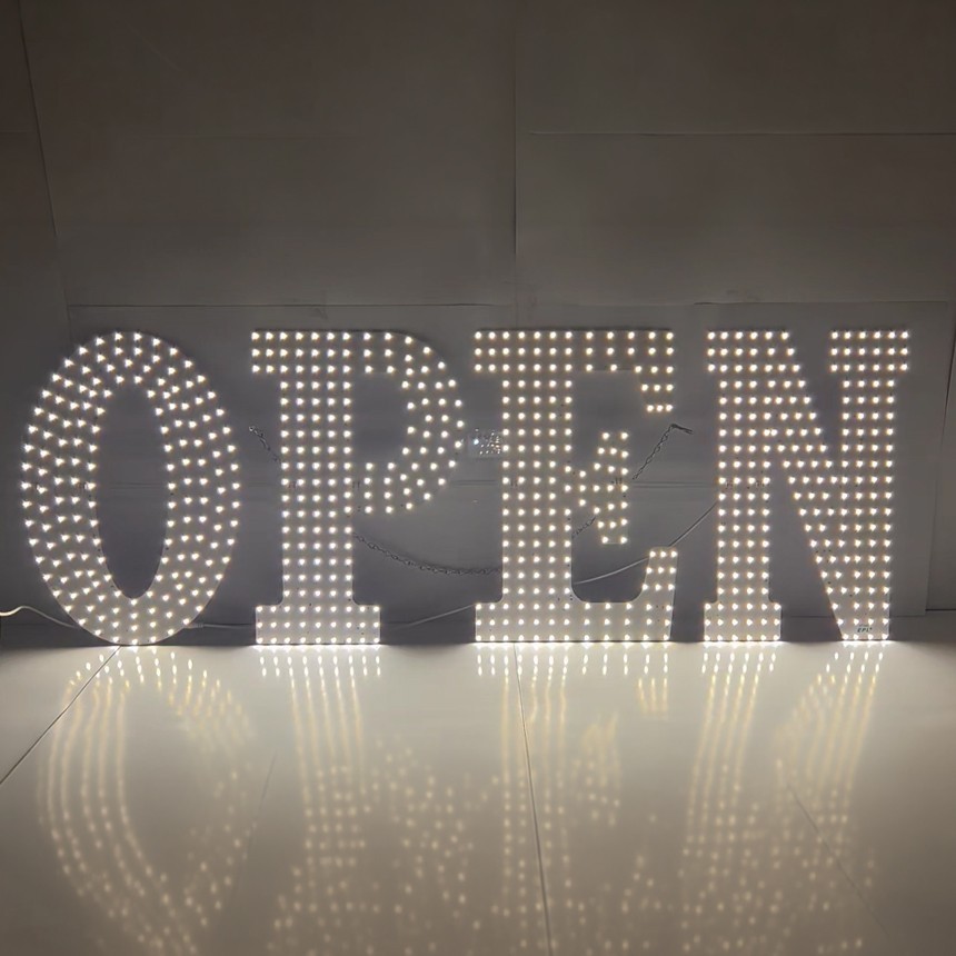 EPL Signs OPEN Warm White LED Sign Business 14″x40″ Remote 3G Sparkling Mode