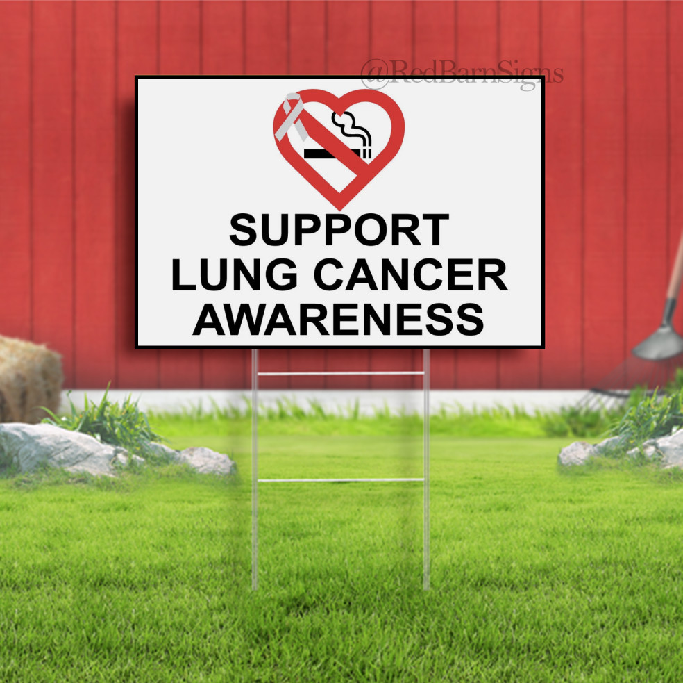 Support Lung Cancer Awareness Indoor Outdoor Yard Sign with metal stakes