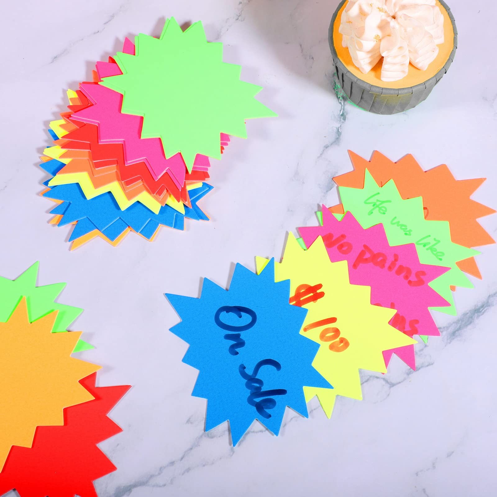 400 Pieces Yard Sale Price Stickers, Vision Board Supplies Starburst Neon Pos…