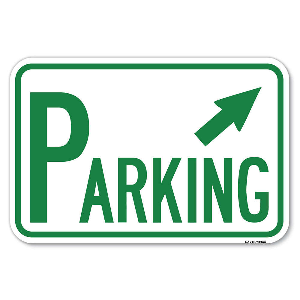 Parking with Arrow Pointing to Top Right Heavy Gauge Aluminum Parking Sign