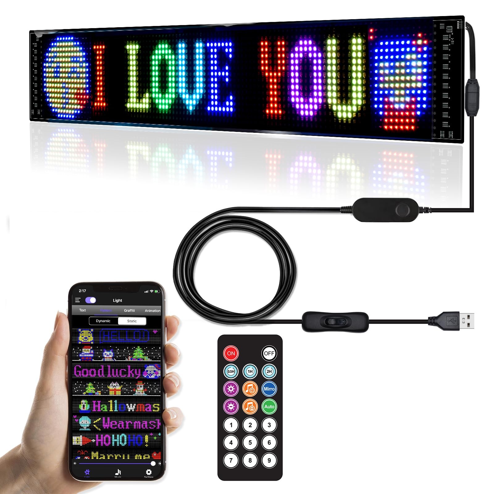 Programmable LED Signs,Flexible Scrolling LED Display,Bluetooth APP Control,E…